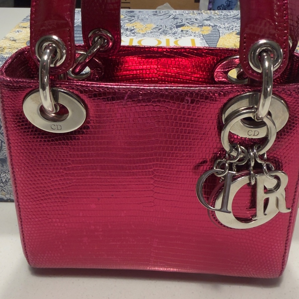 Mini Lady Dior Python Skin -Pink - image 5